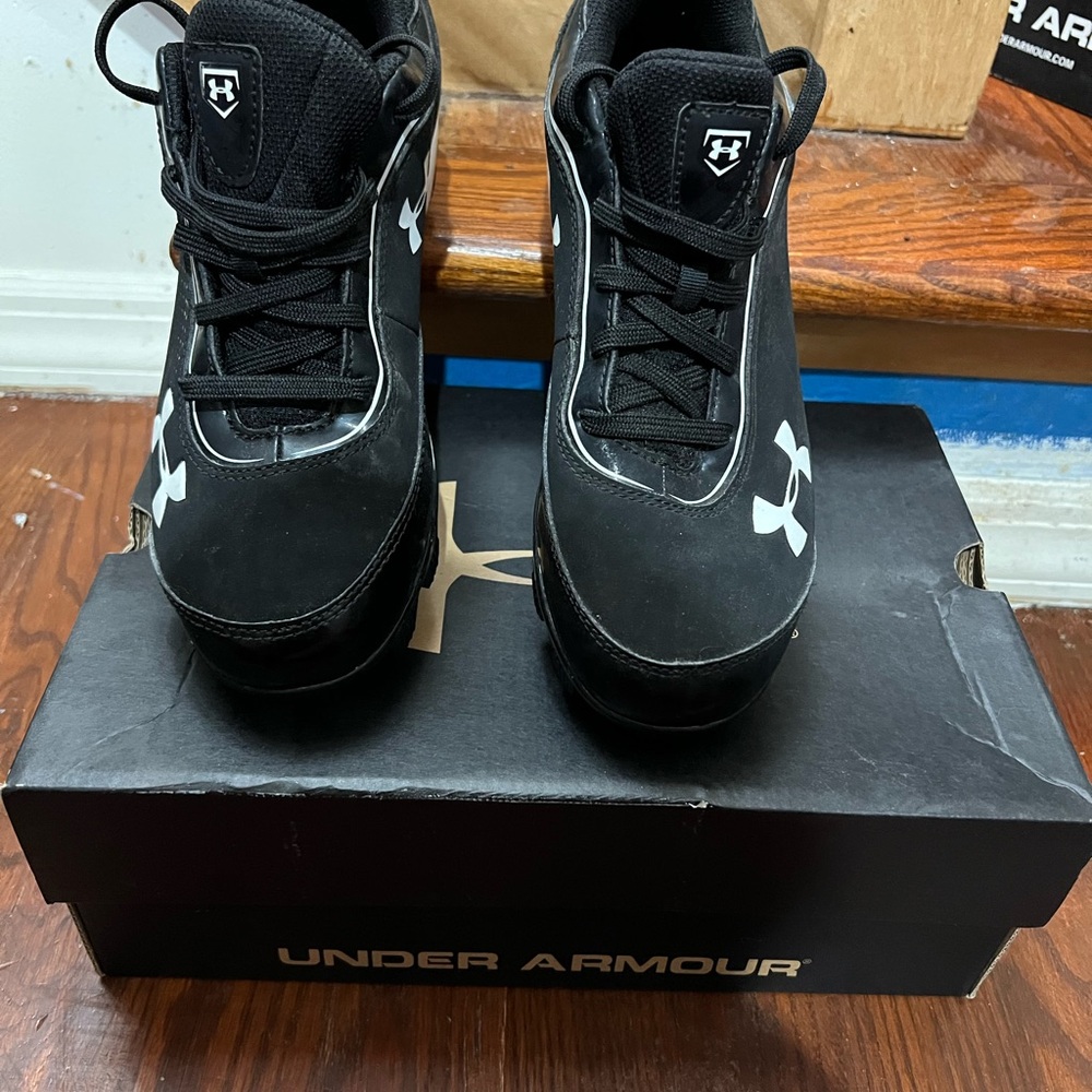 UA Black and White Turf Cleats with Mesh Design